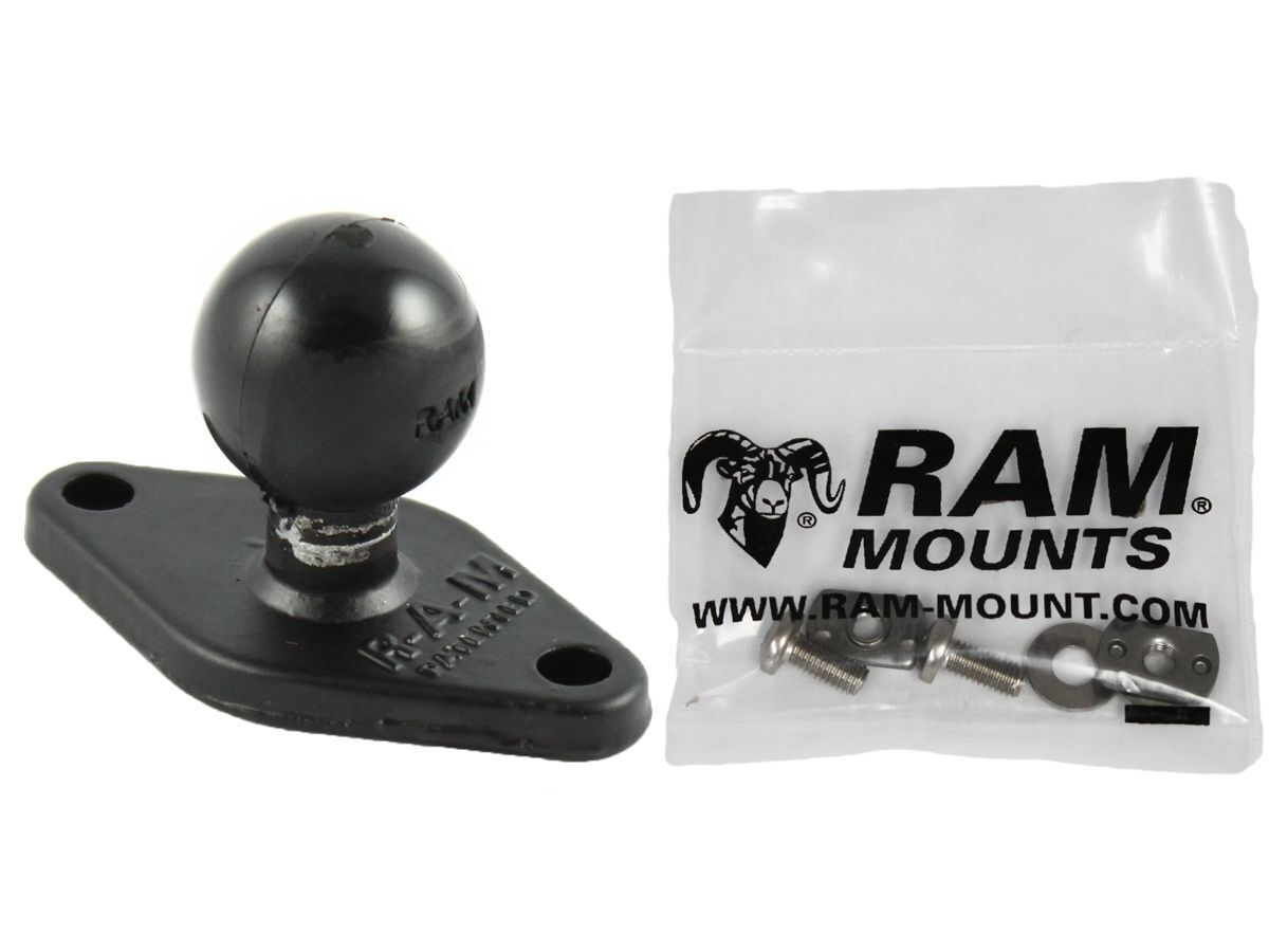 RAM Mounts Diamond-Basisplatte (Trapez) - B-Kugel (1 Zoll), 2-Loch AMPS-Lochraster, Schrauben-Set