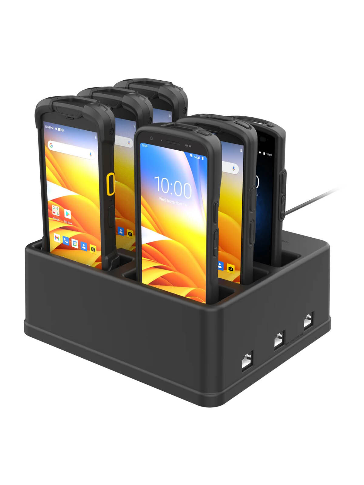 RAM Mounts 6-fach GDS Tisch-Ladestation für Handhelds in IntelliSkin Schutzhülle - Mit RJ45 Schnittstellen