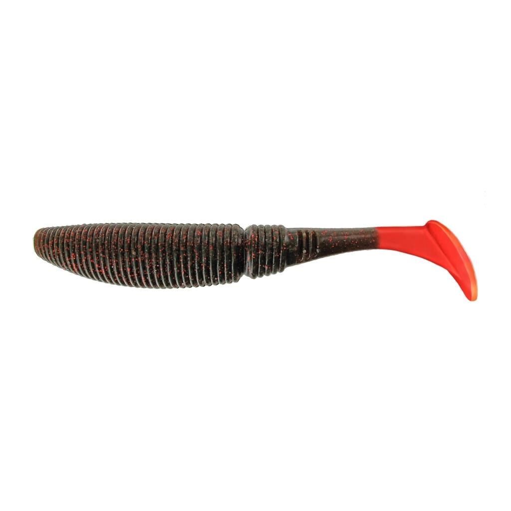 Jenzi Gummifisch Fire Tail Shad mit rotem Schwanz und UV-Lackierung, Farbe J  13 cm