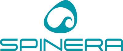 Das türkisfarbene Markenlogo von Spinera zeigt ein abstraktes Wellen-Symbol über dem Schriftzug.