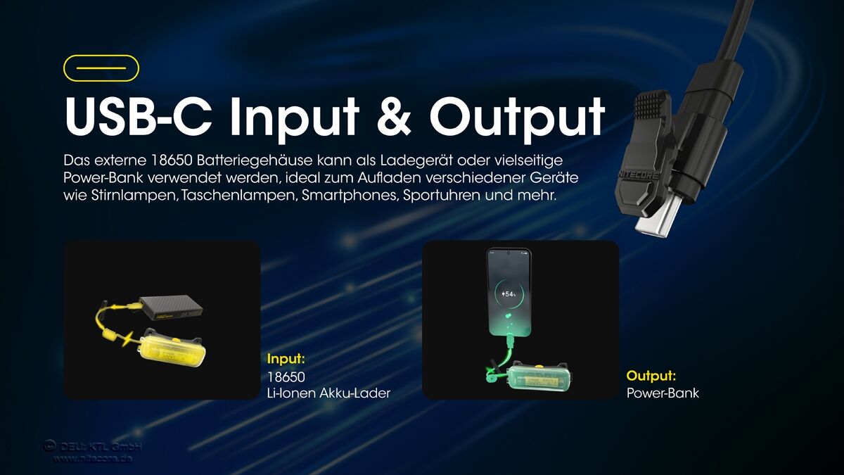 Nitecore 18650er Akku-Extension-Case für NU4x und NU5x
