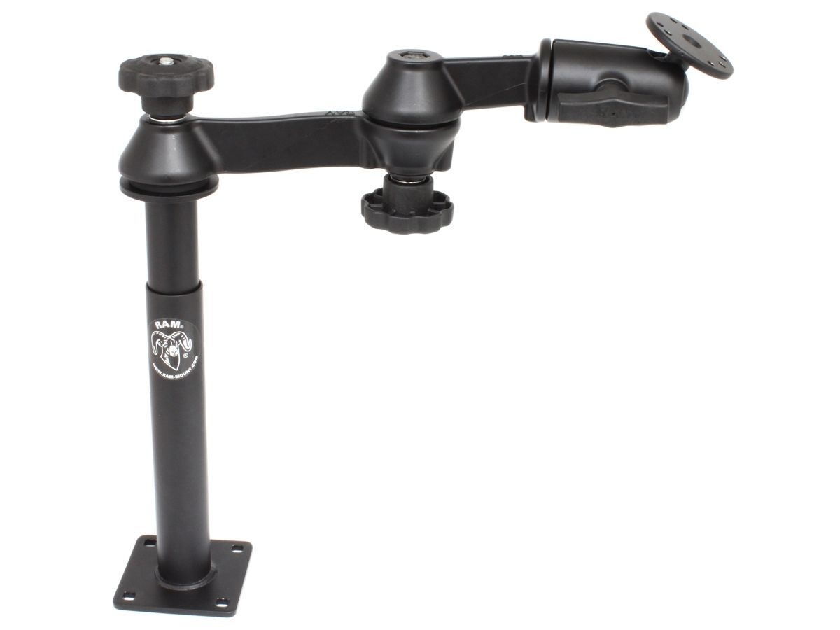 RAM Mounts Doppel-Schwenkarm mit Tele-Pole (ca. 200 mm) und Basis (ca. 225 mm) - Octagon-Verbindungsarm, runde Basisplatte (AMPS), C-Kugel (1,5 Zoll)