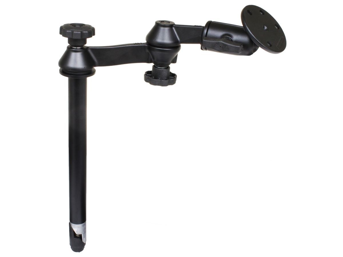 RAM Mounts Doppel-Schwenkarm mit Tele-Pole (ca. 300 mm) - Octagon-Verbindungsarm, runde Basisplatte (großer Durchmesser), C-Kugel (1,5 Zoll)