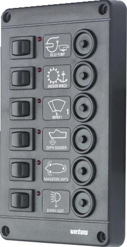 Vetus Schalterpaneel mit 6 Automatiksicherungen