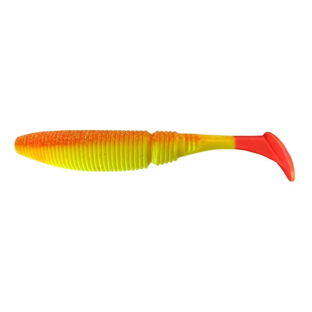 Jenzi Gummifisch Fire Tail Shad mit rotem Schwanz und UV-Lackierung, Farbe G  13 cm