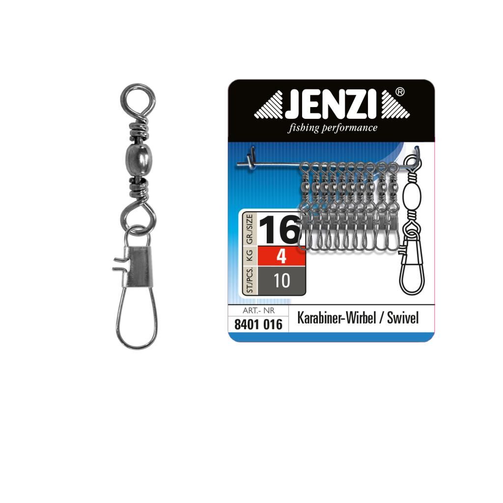 Jenzi Karabiner-Wirbel in Nickel, Größe 16, bis 4 kg.