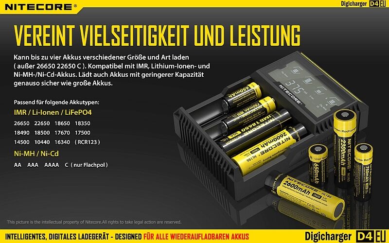Nitecore Digicharger D4EU - EU-Version