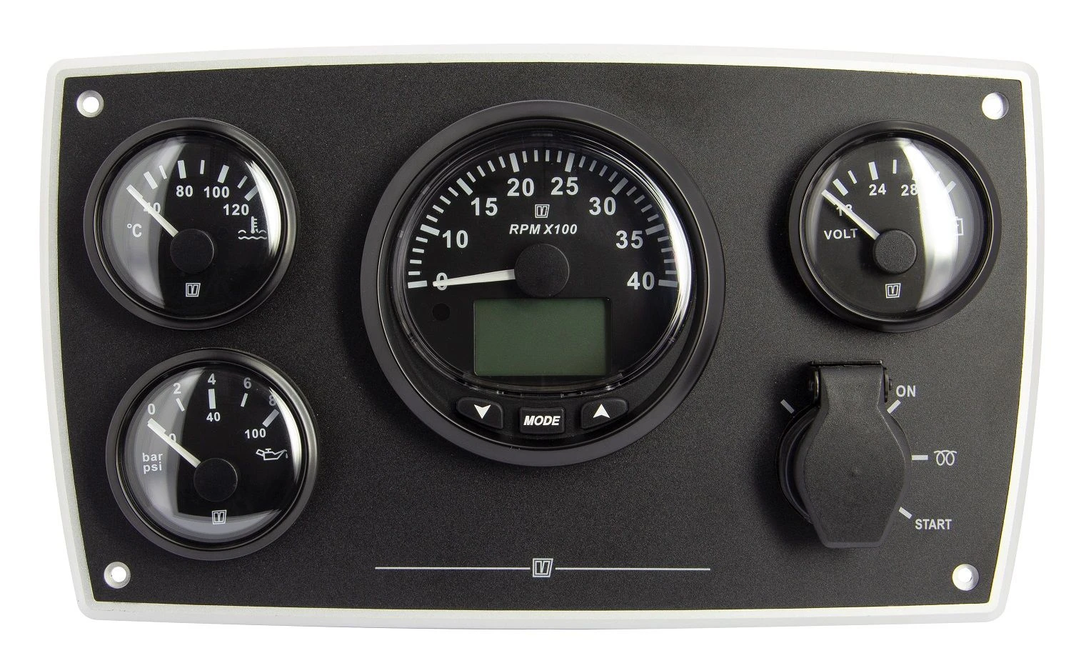 Vetus Alu-Instrumentenpanel MPA34, schwarz, 12 V