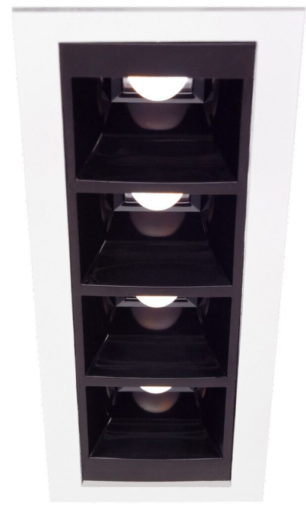 LED-Einbauleuchte SQUARE 4 Frame weiß, CC Konstantstrom 350 mA warmweiß 3.000 K SunLike, Optik 50°