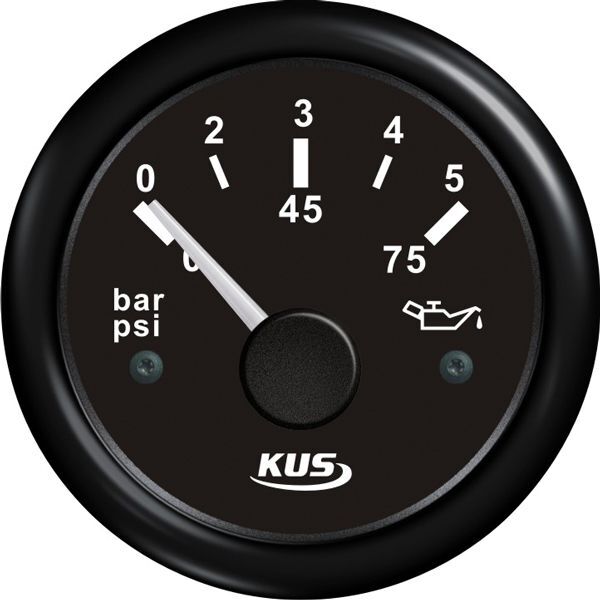 KUS Anzeige Öldruck 0-5bar 10-184 und 240-33 Ohm 12/24V schwarz