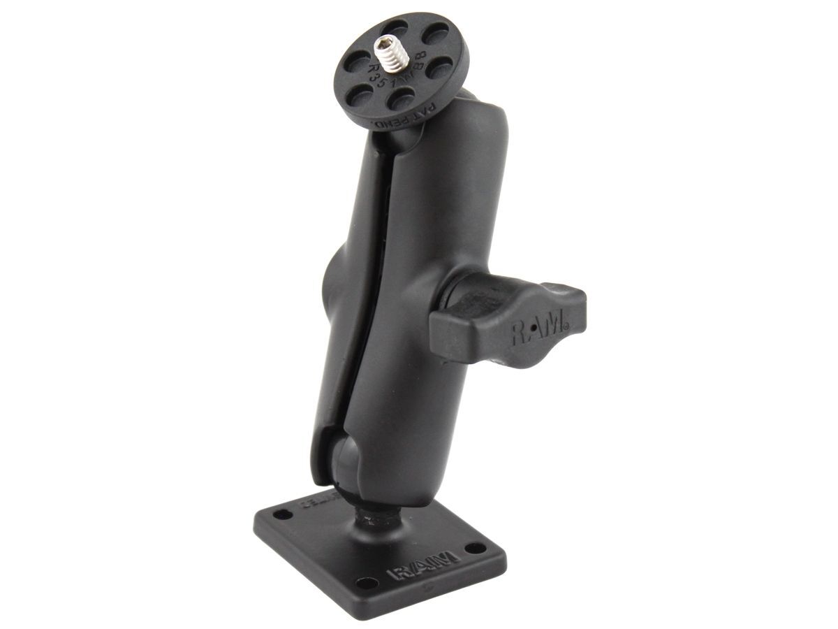RAM Mounts Aufbau-Kamerahalterung mit 1/4"-20 Gewindestift - mit rechteckiger Basisplatte, B-Kugel (1 Zoll), im Polybeutel