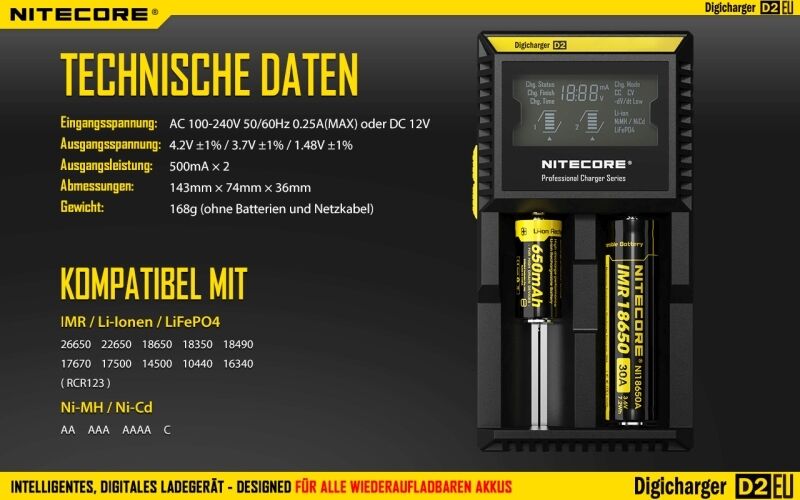Nitecore Digicharger D2EU- EU-Version