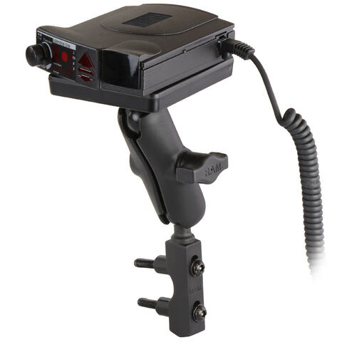 RAM Mounts Motorrad-Halterung Blitzwarbgeräte - B-Kugel (1 Zoll), Basisbefestigung (Lenker/Bremse/Kupplung), mittlerer Verbindungsarm, Moto Power Plat