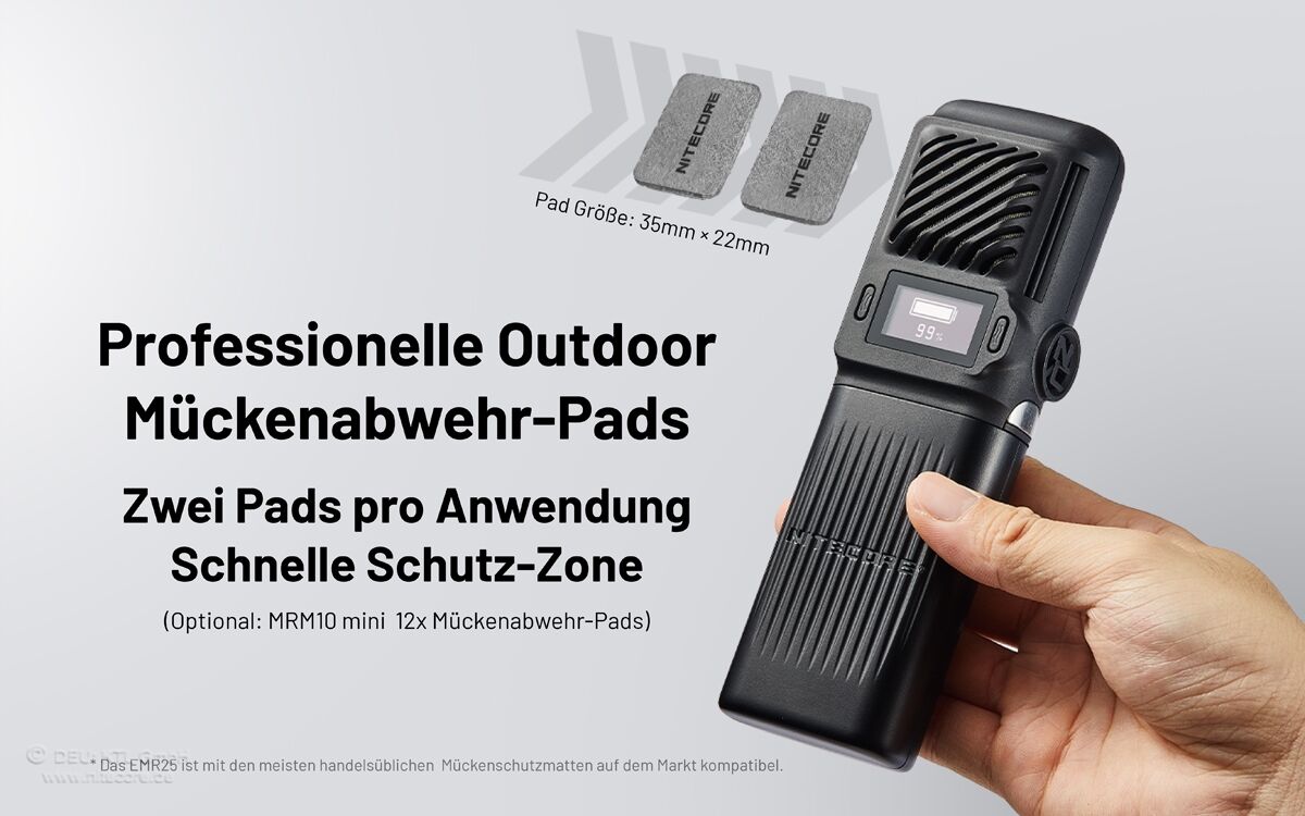 Nitecore EMR25 - Mückenabwehr, OLED, 12000mAh Akkupack