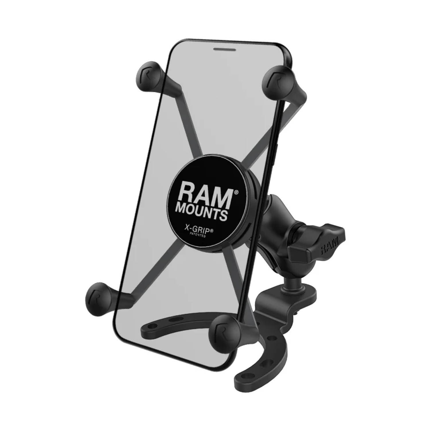 RAM Mounts X-Grip Motorrad-Halterung für Smartphones - Bis 114,3 mm Breite - Kurzer Verbindungsarm - Tank Kugelbasis (Groß) - B-Kugel (1 Zoll) - Schrauben-Set