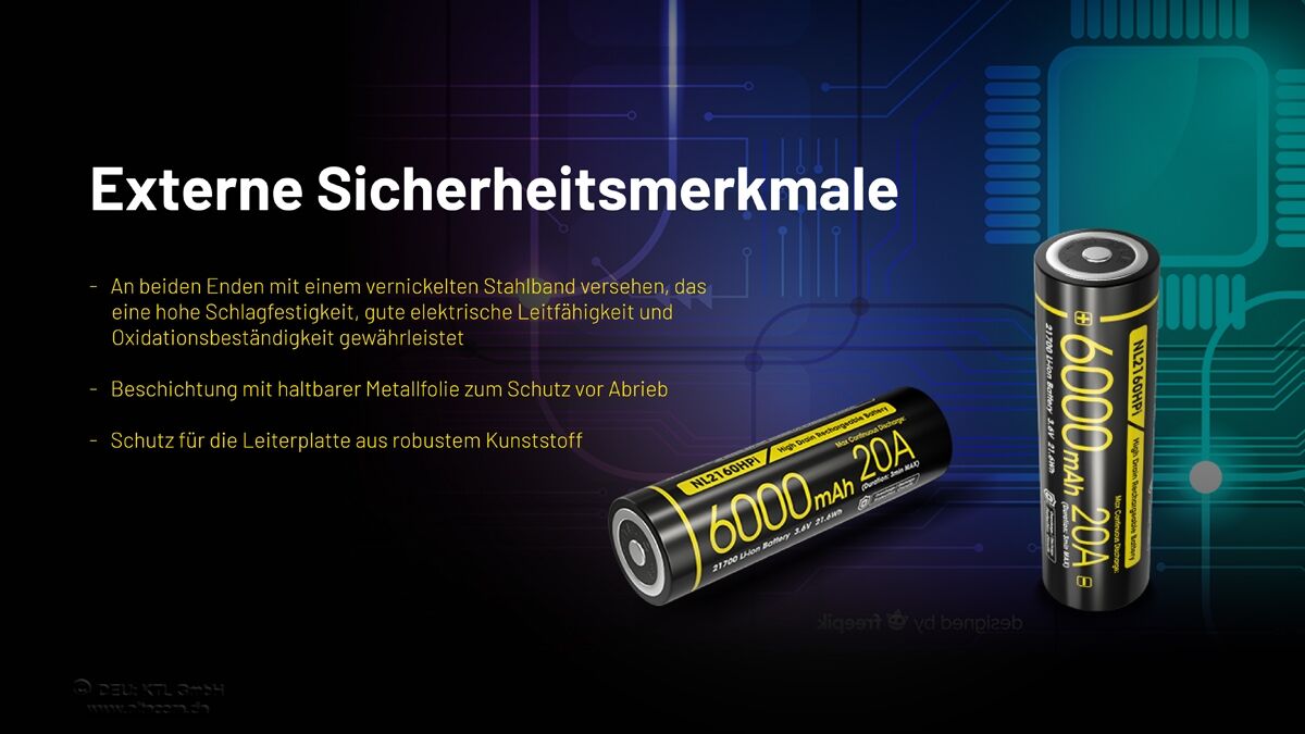 Nitecore LI-Ion Akku 21700, 6000mAH, NL2160HPI
