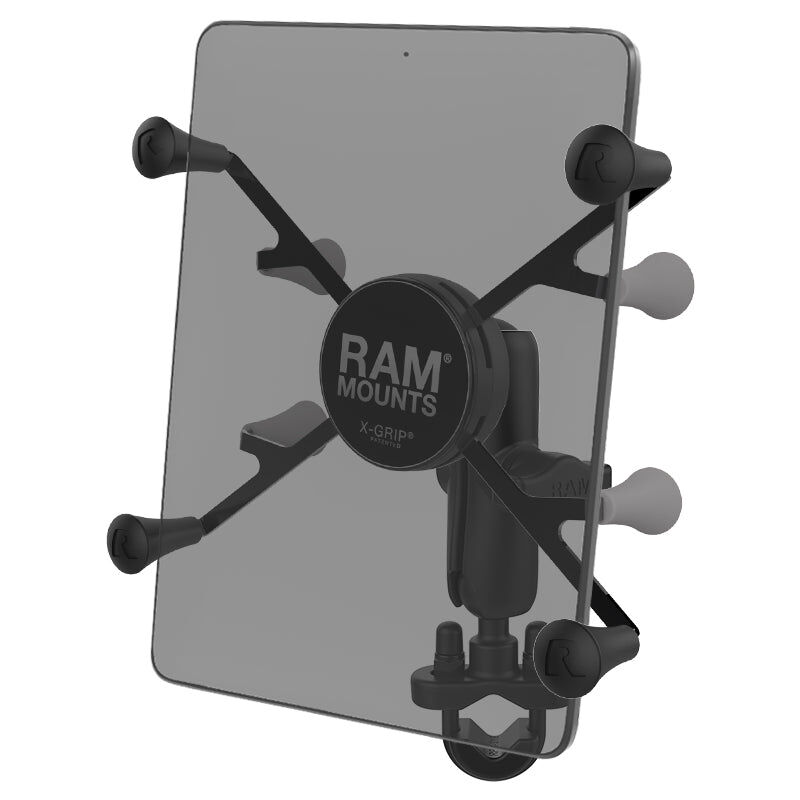 RAM Mounts X-Grip Lenker-Halterung für 7-8 Zoll Tablets - Mittlerer Verbindungsarm - U-Bügel Basis (Durchmesser 12,7 mm bis 31,75 mm) - B-Kugel (1 Zoll)