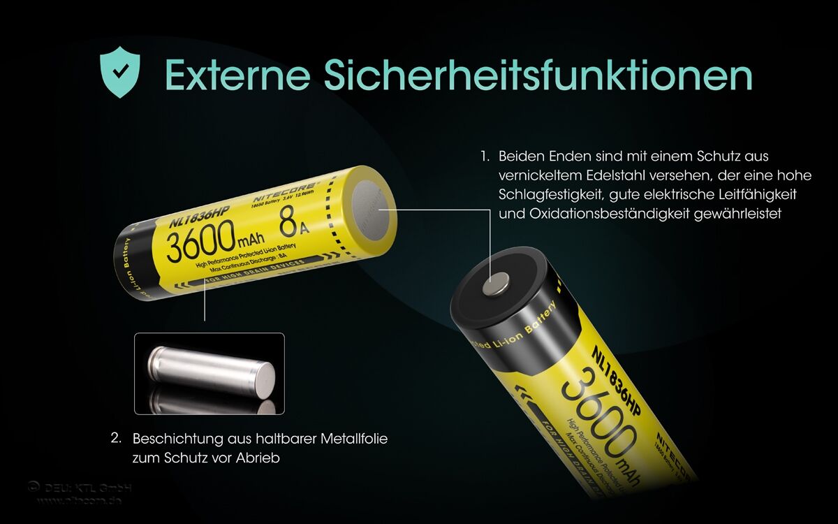 Nitecore Li-Ion Akku 18650 - 3600mAh - NL1836HP