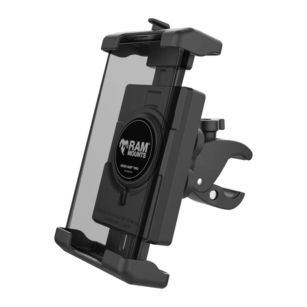 RAM Mounts Quick-Grip Pro XL Klemm-Halterung für Smartphones - Mit Vibrationsdämpfung - Bis 95,25 mm Breite - Mag-Safe Kompatible - Tough-Claw Klein (Durchmesser 15,87 mm bis 28,95 mm) - Schrauben-Set