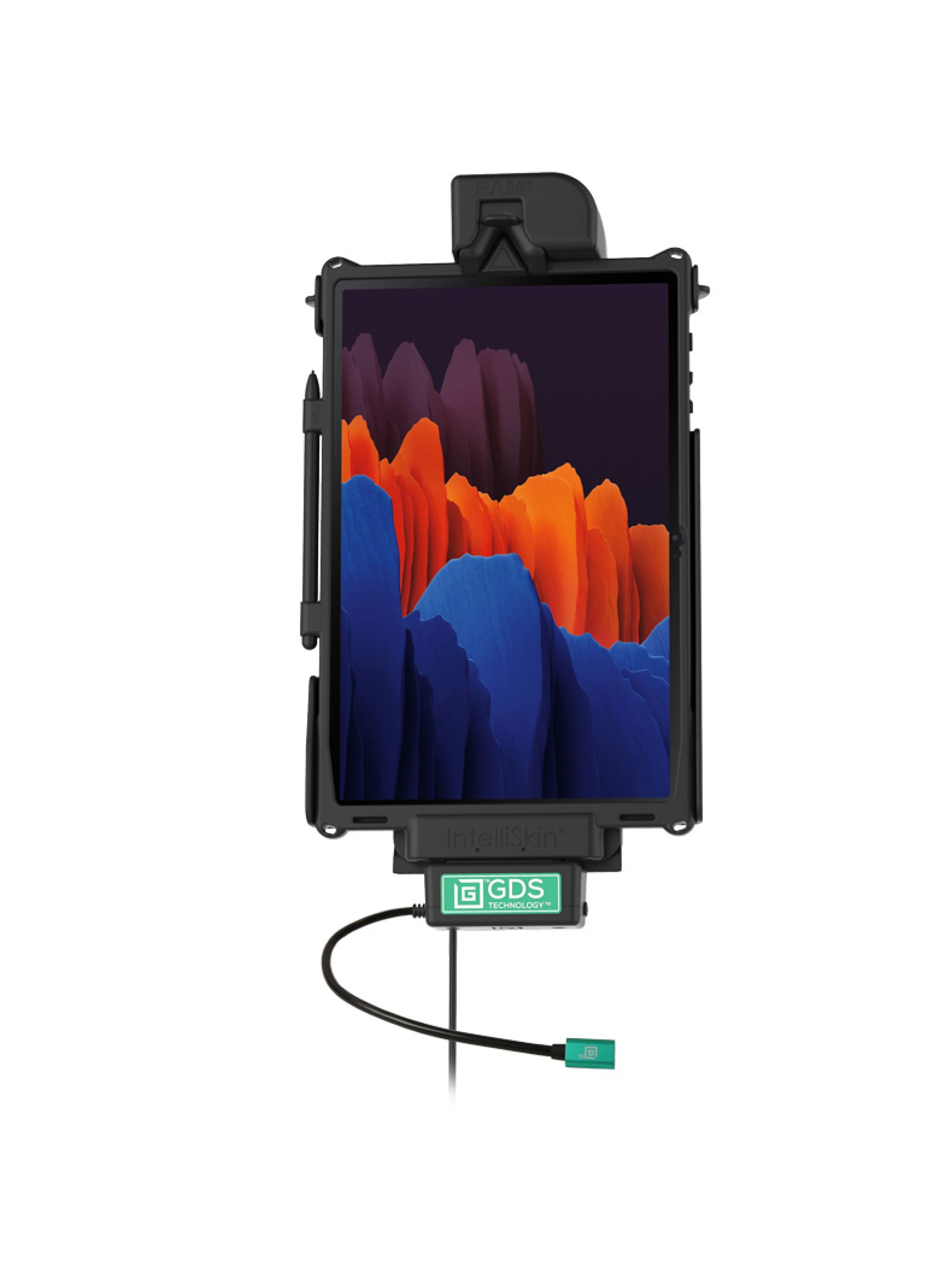 RAM Mounts GDS Cool-Dock Halteschale (Schlüsselverriegelung) für Samsung Tab S7, S9 & S9 FE - in IntelliSkin Next Gen Schutzhülle - Mit Lüfter - USB-C-Anschluss