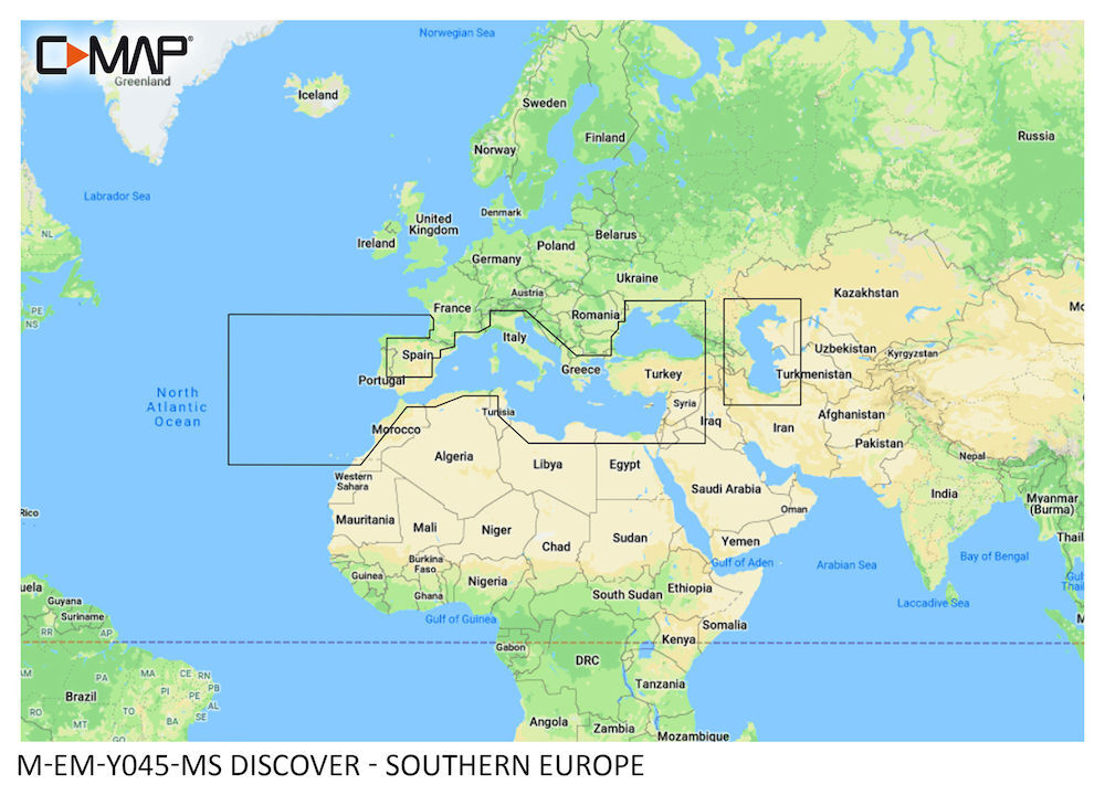 C-MAP DISCOVER:  M-EM-Y045-MS   Southern Europe