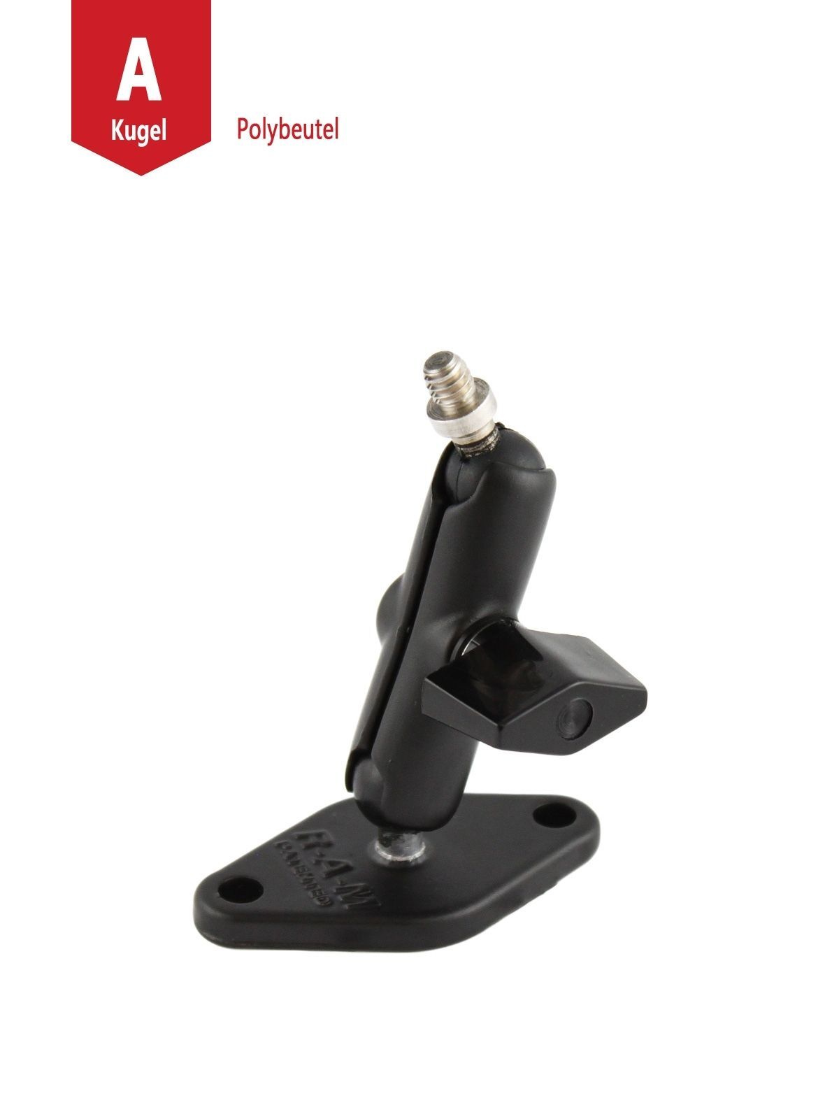RAM Mounts Aufbau-Set - A-Kugel (0,56 Zoll) - Trapez Basisplatte (2-Loch AMPS) - Mittlerer Verbindungsarm (ca. 53,59 mm) - Basiskugel (1/4“-20 Gewindestift)