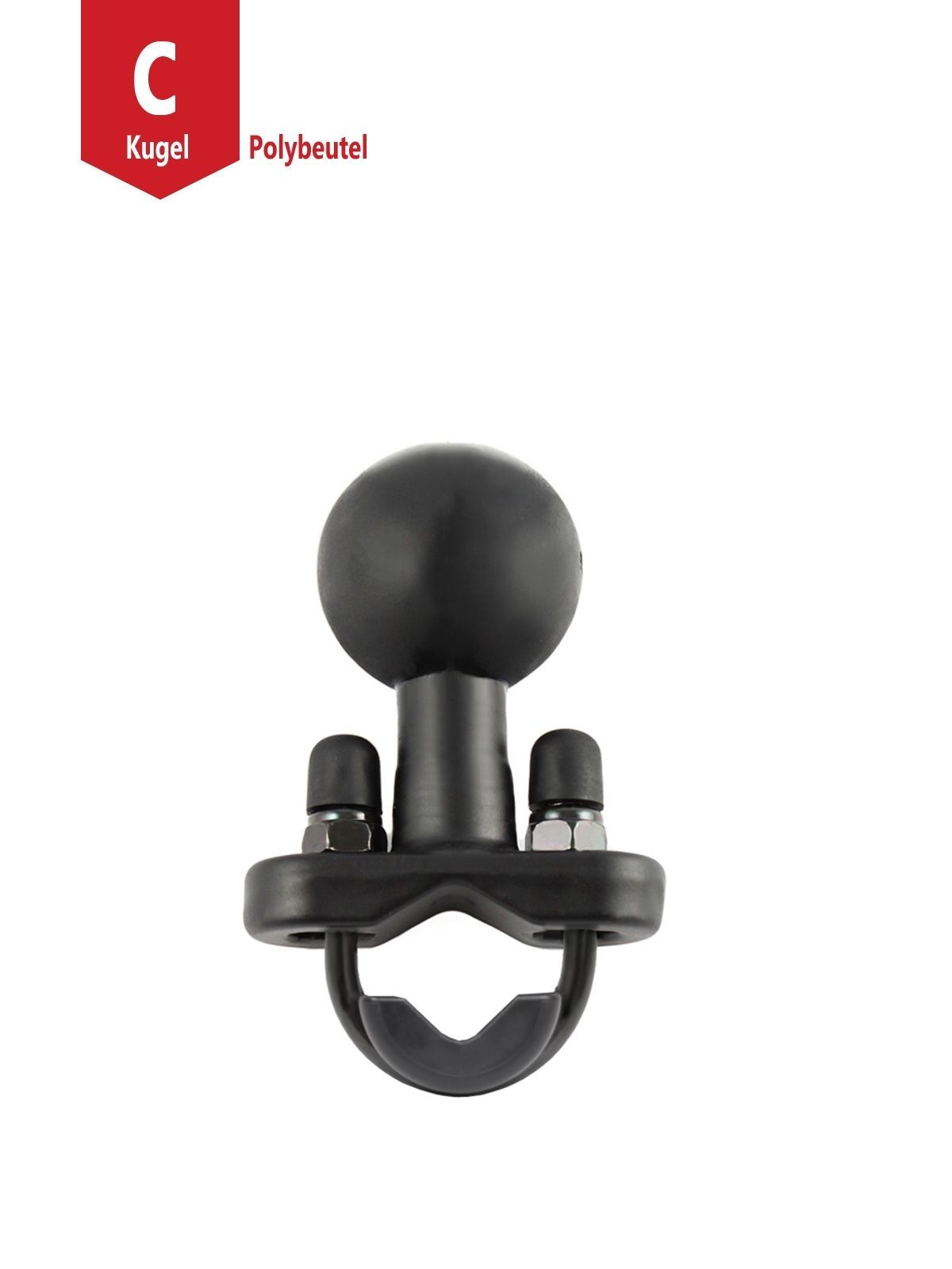 RAM Mounts Rohrschelle mit C-Kugel (1,5 Zoll) - für 12,7-31,75 mm Durchmesser, U-Bügel verzinkt, im Polybeutel