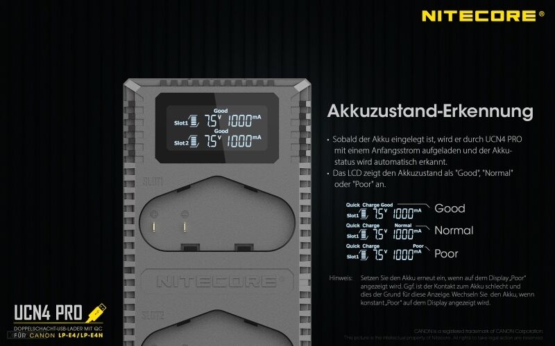 Nitecore UCN4 PRO - für Canon Cameras