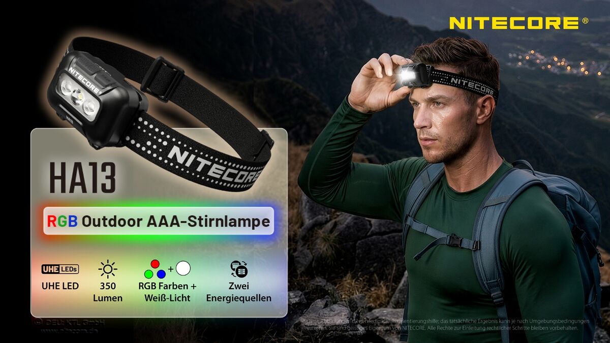 Nitecore HA13, RGB, 350 Lumen