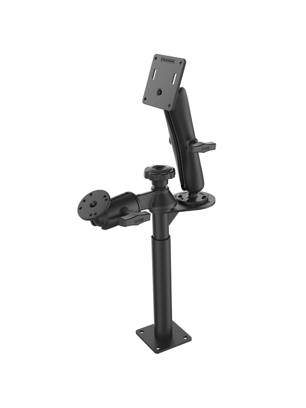 RAM Mounts Tele-Pole Standfuss (9 Zoll) mit Schwenkarm - C-Kugel (1,5 Zoll), AMPS-Anbindung, VESA 75x75 mm