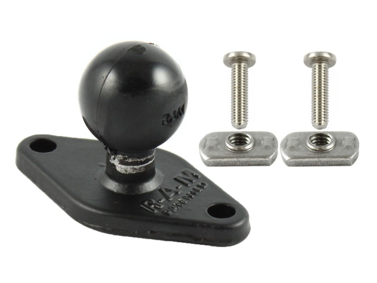 RAM Mounts Diamond-Basisplatte (Trapez) inkl. Montage-Set - B-Kugel (1 Zoll), 2-Loch AMPS-Lochraster