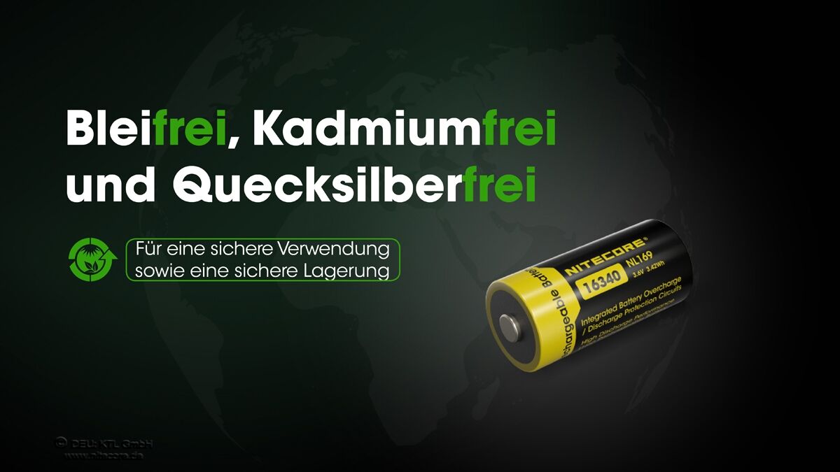 Nitecore Li-Ion Akku 16340, 950mAh - NL169