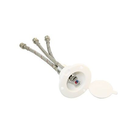 bk2021 Einbau-Einhandmischer mit Abdeckkappe. Der Mischer hat zwei Eingangsanschlüsse für: Warmwasser, Kaltwasser und einen Anschluß als Ausgang für einen Duschkopf.