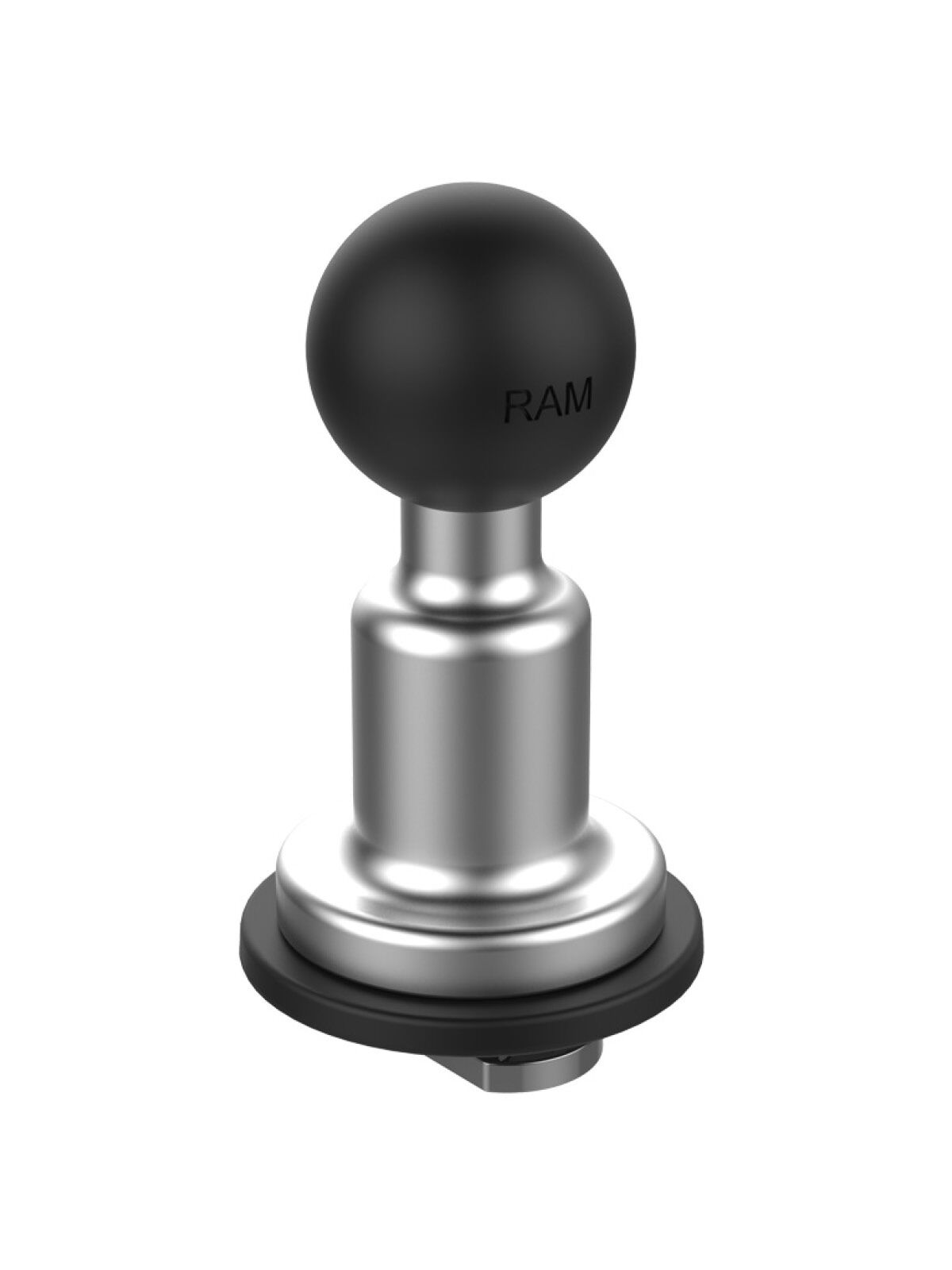RAM Mounts Aluminium-Kugeladapter mit Edelstahl T-Bolzen und Gummi-Reibungsscheibe – B-Kugel (1 Zoll) – Kompatibel für Tough-Track & weitere Industrie-Profile