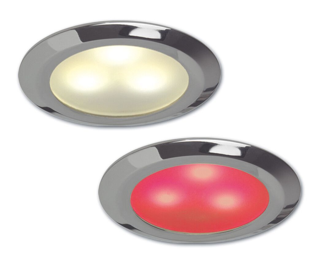 LED-Einbauleuchte EB12-3 SLAVE, chrom-glanz, rot/warmw. umschaltbar, 10-30V DC, max. 3W