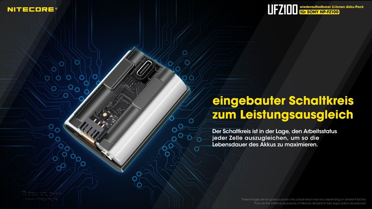 Nitecore UFZ100 - 2250mAh, USB-C Ladeport