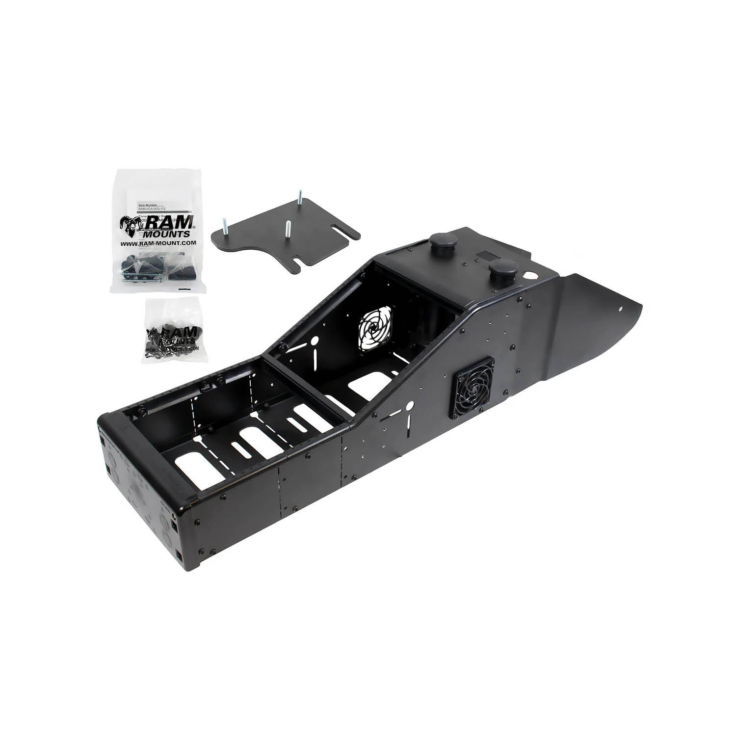 RAM Mounts Tough-Box Fahrzeug-Winkelkonsole mit Rückseitenverschalung für Dodge Charger (US Polizei)