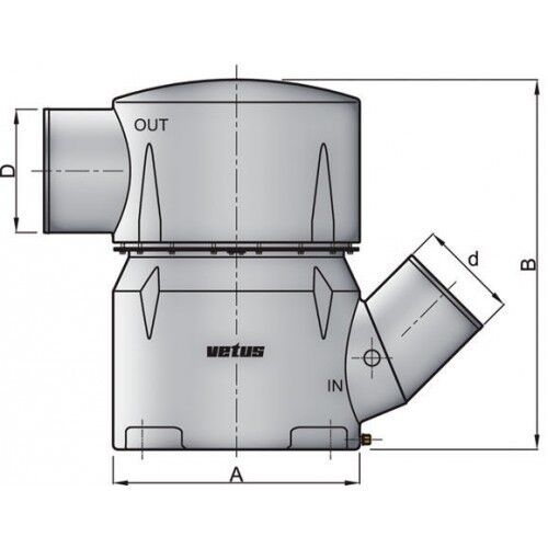 Vetus Kunststoff-Wassersammler 45° 152/152mm