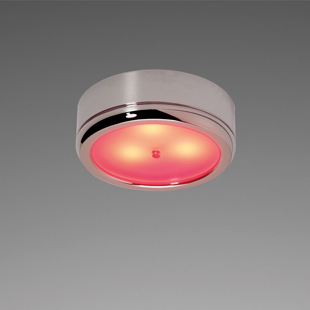 LED-Anbauleuchte D1-3 Master, chrom-glanz, rot/warmweiß, 10-30V DC, max. 3 W, mit Dimmer