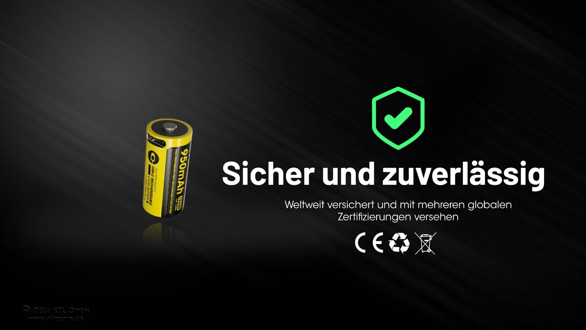 Nitecore Li-Ion Akku 16340, 950mAh, USB-C - NL169R
