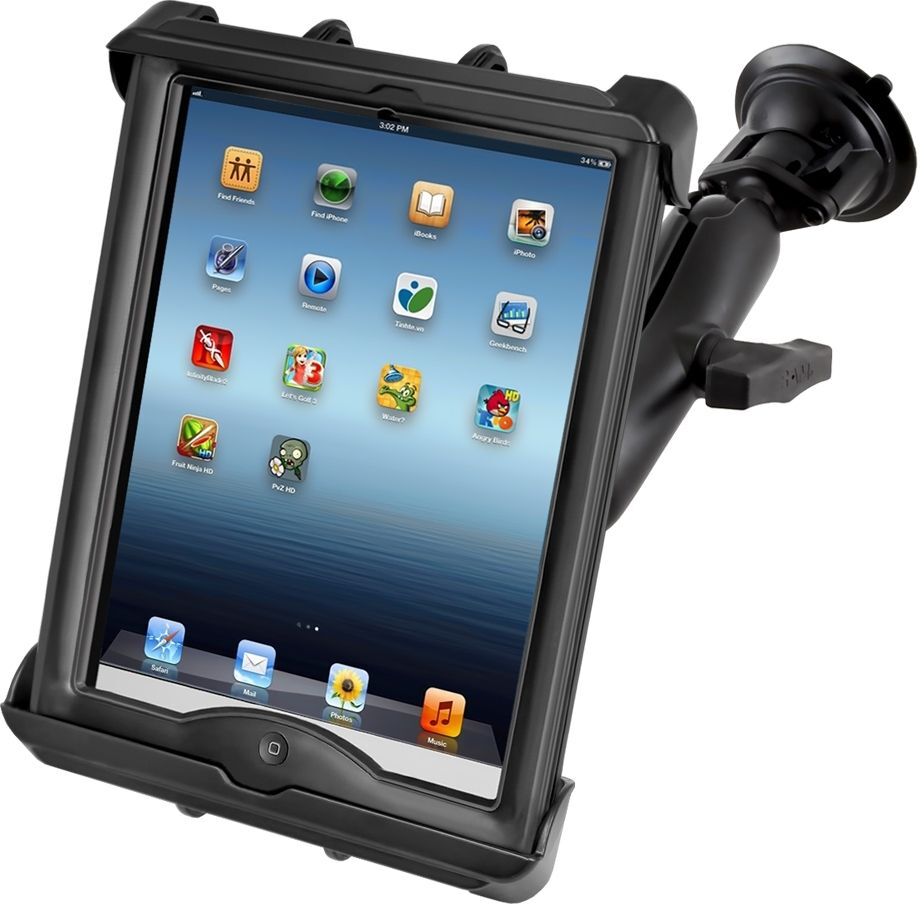RAM Mounts Saugfuss-Halterung für 10 Zoll Tablets - mittlerer Verbindungsarm, Diamond-Basisplatte (Trapez), runde Basisplatte, Tab-Tite Halteschale C-