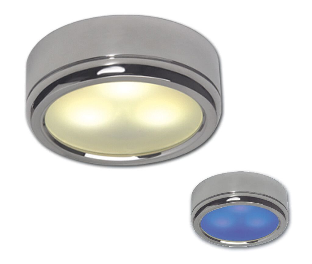 LED-Anbauleuchte D1-3 Slave, chrom-glanz, blau/warmweiß, 10-30V DC, max. 3 W