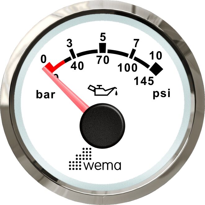 Wema NMEA2000 Tankanzeige Öldruck Silver-Line weiß