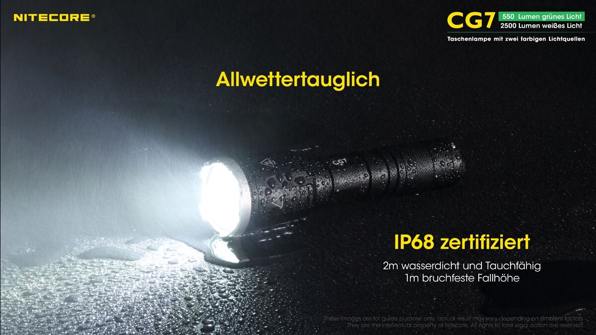 Nitecore Chameleon CG7 - 2500 Lumen Weißlicht, 540 Lumen grünes Licht
