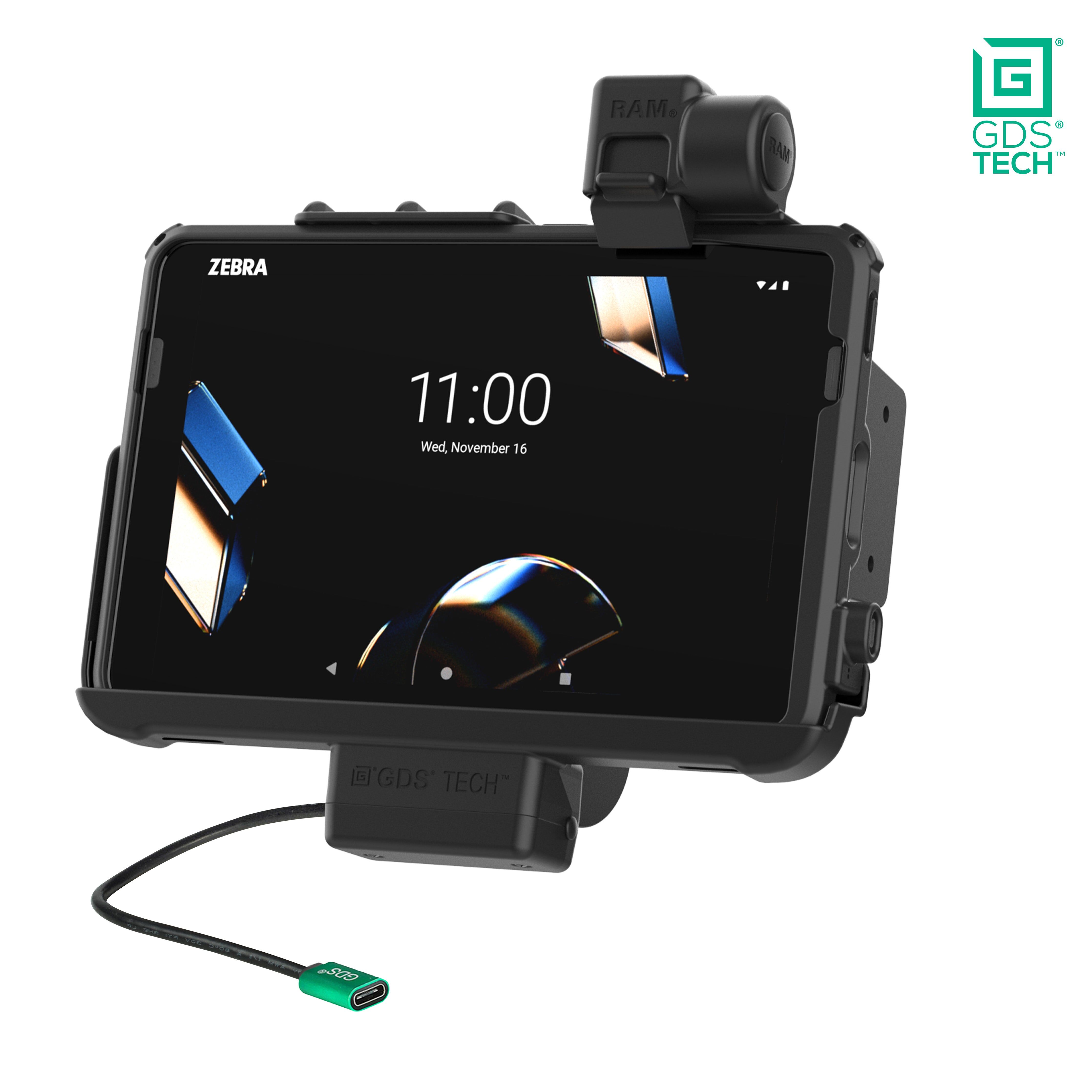 RAM Mounts GDS Form-Fit Halteschale (Schnappverschluss) für Zebra ET40 & ET45 (10") Tablets in IntelliSkin Schutzhülle - USB-C-Anschluss