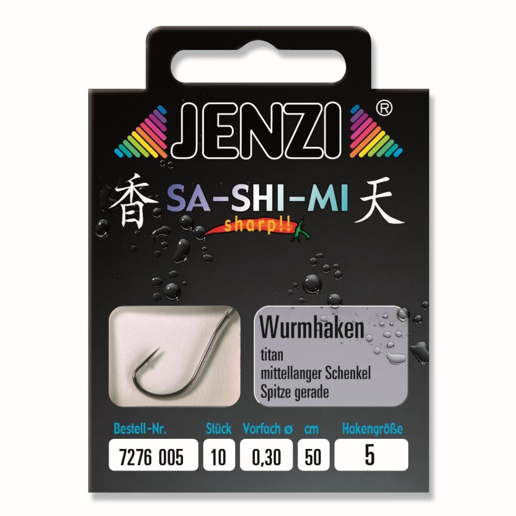 Jenzi Wurmhaken, Gebunden, Größe 5, 0,30 mm, 50 cm