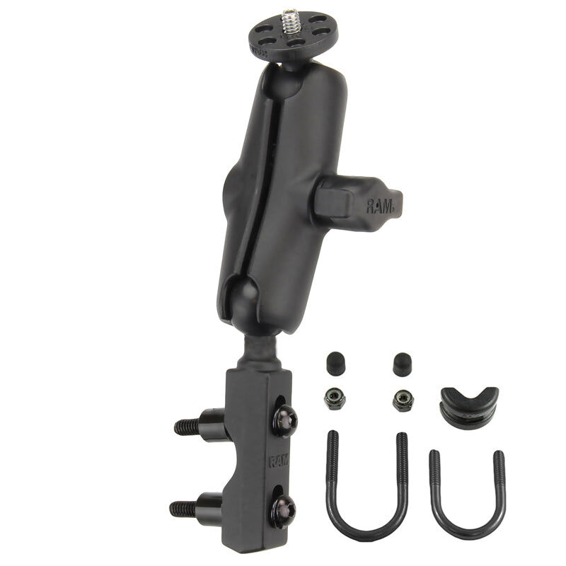 RAM Mounts Motorrad-Kamerahalterung mit 1/4"-20 Gewindestift - mit Basisbefestigung für Lenker/Bremse/Kupplung, B-Kugel (1 Zoll), im Polybeutel