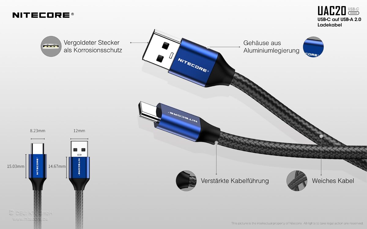Nitecore UAC20 - USB-C Ladekabel