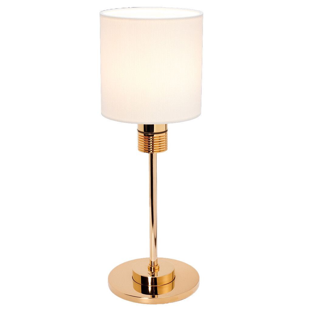 LED-Tischleuchte NOVA table HV, gold-glanz, warmweiß, Schirm rund weiß, 230V AC, max. 6W, mit Dimmer