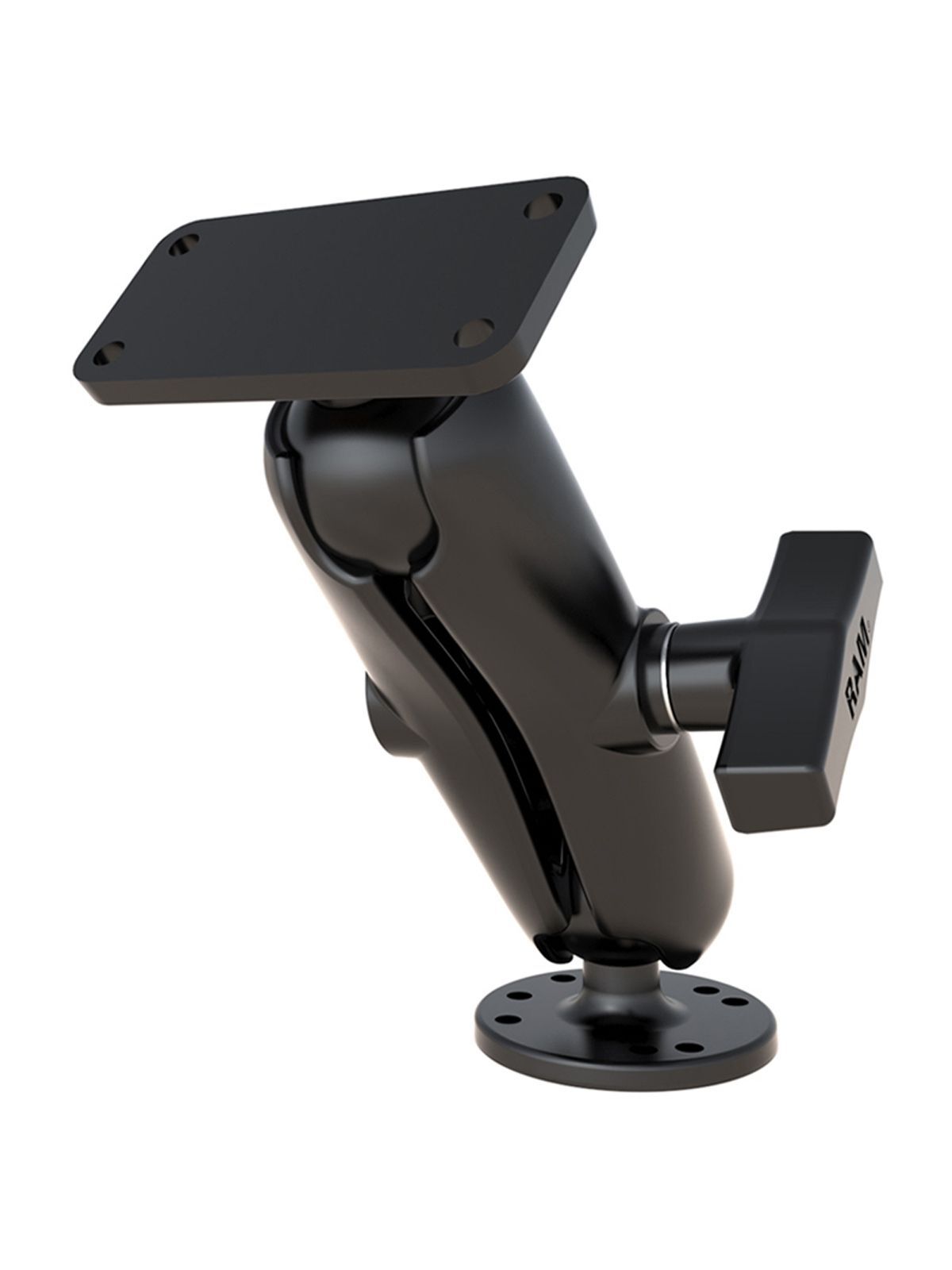 RAM Mounts Aufbau-Set für Humminbird Helix 5 - runde Basisplatte (AMPS), mittlerer Verbindungsarm, rechteckige Basisplatte (1,5 x 3 Zoll), C-Kugel (1,